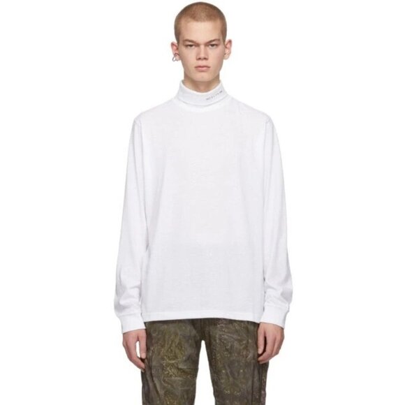 1017 ALYX 9SM Logo-Print Jersey Rollneck T-Shirt Size M Mens White $180 - Picture 1 of 16